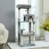 US Multi Layered Cat Bench with Litter and Top Lie and Hammock and Sisal Cat Scratching Post and Plush Hanging Ball Grey