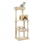 US Multi-level Cat Climb Tree With Cozy Condos Hammock Sisal-covered Scratching Posts With Hanging Ball For Indoor Cats beige