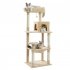 US Multi level Cat Climb Tree With Cozy Condos Hammock Sisal covered Scratching Posts With Hanging Ball For Indoor Cats beige