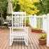 US N001 Wooden Rocking Chair All Weather Resistant Porch Rocker for Indoor Outdoor Garden Lawn Decor