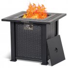 US PIONEERWORKS 28 Inch Propane Fire Pit Table 50000BTU Rectangle Fire Table With Cover