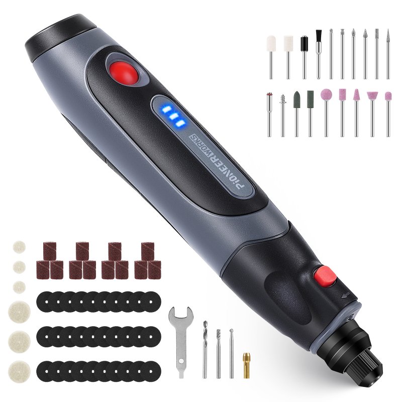 US GARVEE 4V Mini Cordless Rotary Tool 3-Speed Power Rotary Kit With 72 Accessories LED Light