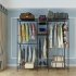 US Portable 4 Rows Clothes Rack With 7 Layers Shelves Garment Rack Wardrobe Closet Rack  180 X 35 X 195cm  black