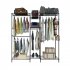 US Portable 4 Rows Clothes Rack With 7 Layers Shelves Garment Rack Wardrobe Closet Rack  180 X 35 X 195cm  black