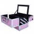 US Portable Cosmetic Case with Mirror Makeup Train Case Jewelry Box Organizer Pink