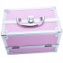 US Portable Cosmetic Case with Mirror Makeup Train Case Jewelry Box Organizer Pink
