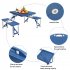 US Portable Folding Tables Chairs Set Picnic Table with 4 Seats Blue