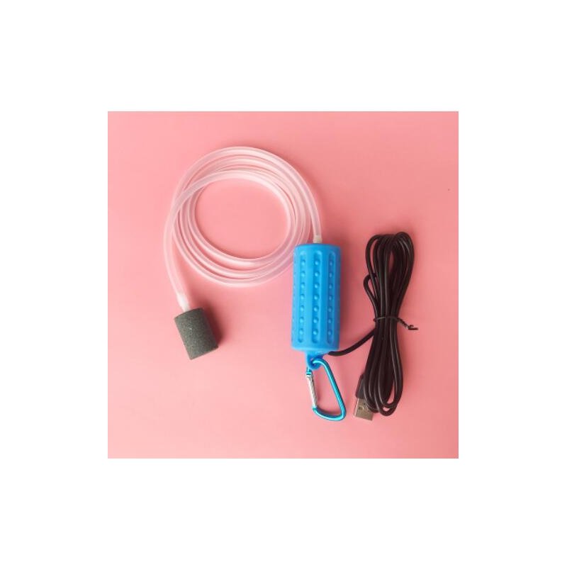 US Portable Mini USB Aquarium Fish Tank Oxygen Air Pump Mute Energy Saving Supplies Accessories light blue 2pcs