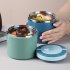 US Portable Stainless Steel Breakfast  Cup Soup Bowl Thermal Storage Container Sealed Bento Box With Handle blue 630 ml