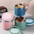 US Portable Stainless Steel Breakfast  Cup Soup Bowl Thermal Storage Container Sealed Bento Box With Handle blue 630 ml