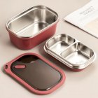 US Portable Stainless Steel Student Compartment Sealed Lunch Box Food  Container red