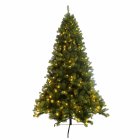 US Pre-Lit Artificial Full Christmas Tree 7.5 Feet Hinged 1420 Branches Tips Xmas Tree With 400 Pre-strung Led Lights Green