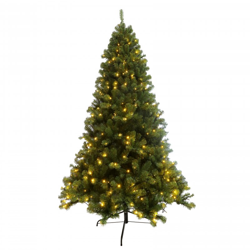 US Pre-Lit Artificial Full Christmas Tree 7.5 Feet Hinged 1420 Branches Tips Xmas Tree With 400 Pre-strung Led Lights Green