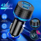 US Qc3.0 Usb Car Charger Dual Channel Pd20w Ultra-fast Charging Adapter With Blue Soft Led Light For Mobile Phones Tablets Navigators black