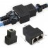 US RJ45 Splitter Adapter 1 to 2 Dual Female Port CAT 5 CAT 6 LAN Ethernet Socket Splitter Connector Adapter  black