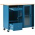 US Rolling Kitchen Island With Storage Drawer Adjustable Shelf Sliding Glass Door Cabinet With LED Light For Kitchen White