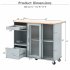 US Rolling Kitchen Island With Storage Drawer Adjustable Shelf Sliding Glass Door Cabinet With LED Light For Kitchen White
