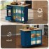 US Rolling Kitchen Island With Storage Drawer Adjustable Shelf Sliding Glass Door Cabinet With LED Light For Kitchen White