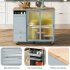 US Rolling Kitchen Island With Storage Drawer Adjustable Shelf Sliding Glass Door Cabinet With LED Light For Kitchen White