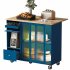 US Rolling Kitchen Island With Storage Drawer Adjustable Shelf Sliding Glass Door Cabinet With LED Light For Kitchen White
