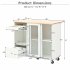 US Rolling Kitchen Island With Storage Drawer Adjustable Shelf Sliding Glass Door Cabinet With LED Light For Kitchen White