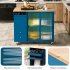 US Rolling Kitchen Island With Storage Drawer Adjustable Shelf Sliding Glass Door Cabinet With LED Light For Kitchen White