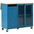 US Rolling Kitchen Island With Storage Drawer Adjustable Shelf Sliding Glass Door Cabinet With LED Light For Kitchen White