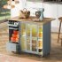 US Rolling Kitchen Island With Storage Drawer Adjustable Shelf Sliding Glass Door Cabinet With LED Light For Kitchen White