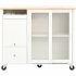 US Rolling Kitchen Island With Storage Drawer Adjustable Shelf Sliding Glass Door Cabinet With LED Light For Kitchen White