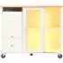 US Rolling Kitchen Island With Storage Drawer Adjustable Shelf Sliding Glass Door Cabinet With LED Light For Kitchen White