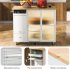 US Rolling Kitchen Island With Storage Drawer Adjustable Shelf Sliding Glass Door Cabinet With LED Light For Kitchen White
