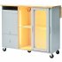 US Rolling Kitchen Island With Storage Drawer Adjustable Shelf Sliding Glass Door Cabinet With LED Light For Kitchen White