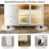 US Rolling Kitchen Island With Storage Drawer Adjustable Shelf Sliding Glass Door Cabinet With LED Light For Kitchen White