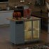US Rolling Kitchen Island With Storage Drawer Adjustable Shelf Sliding Glass Door Cabinet With LED Light For Kitchen White