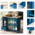 US Rolling Kitchen Island With Storage Drawer Adjustable Shelf Sliding Glass Door Cabinet With LED Light For Kitchen White
