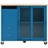 US Rolling Kitchen Island With Storage Drawer Adjustable Shelf Sliding Glass Door Cabinet With LED Light For Kitchen White