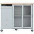 US Rolling Kitchen Island With Storage Drawer Adjustable Shelf Sliding Glass Door Cabinet With LED Light For Kitchen White