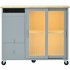 US Rolling Kitchen Island With Storage Drawer Adjustable Shelf Sliding Glass Door Cabinet With LED Light For Kitchen White