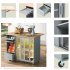 US Rolling Kitchen Island With Storage Drawer Adjustable Shelf Sliding Glass Door Cabinet With LED Light For Kitchen White