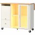 US Rolling Kitchen Island With Storage Drawer Adjustable Shelf Sliding Glass Door Cabinet With LED Light For Kitchen White