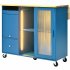 US Rolling Kitchen Island With Storage Drawer Adjustable Shelf Sliding Glass Door Cabinet With LED Light For Kitchen White