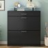 US Shoe Storage Cabinet With 2 Flip Drawers Tempered Glass Top Pulling Drawer LED Light Narrow Shoe Rack Cabinet Black