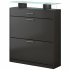 US Shoe Storage Cabinet With 2 Flip Drawers Tempered Glass Top Pulling Drawer LED Light Narrow Shoe Rack Cabinet Black
