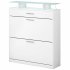 US Shoe Storage Cabinet With 2 Flip Drawers Tempered Glass Top Pulling Drawer LED Light Narrow Shoe Rack Cabinet Black