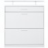 US Shoe Storage Cabinet With 2 Flip Drawers Tempered Glass Top Pulling Drawer LED Light Narrow Shoe Rack Cabinet Black