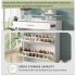US Shoe Storage Cabinet With 2 Flip Drawers Tempered Glass Top Pulling Drawer LED Light Narrow Shoe Rack Cabinet Black