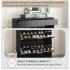 US Shoe Storage Cabinet With 2 Flip Drawers Tempered Glass Top Pulling Drawer LED Light Narrow Shoe Rack Cabinet Black