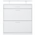 US Shoe Storage Cabinet With 2 Flip Drawers Tempered Glass Top Pulling Drawer LED Light Narrow Shoe Rack Cabinet White