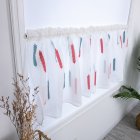 US Short Tulle Curtains with Wheat Spike Embroidery for Kitchen Finished Cabinets Cafe Short Curtain  Red and blue wheat ear curtain 100 * 50CM