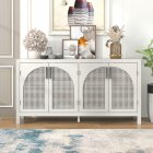 US Sideboard Cabinet With Rattan Door Metal Handles Adjustable Shelves 333lbs Load Capacity Multifunctional Storage Cabinet For Kitchen Dining Room Living Room White